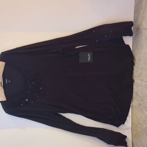 Simply Vera Vera Wang Black Flare Long Sleeve Top, XL